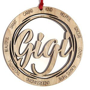 Wooden Christmas GiGi Ornament Laser Engraved Wood